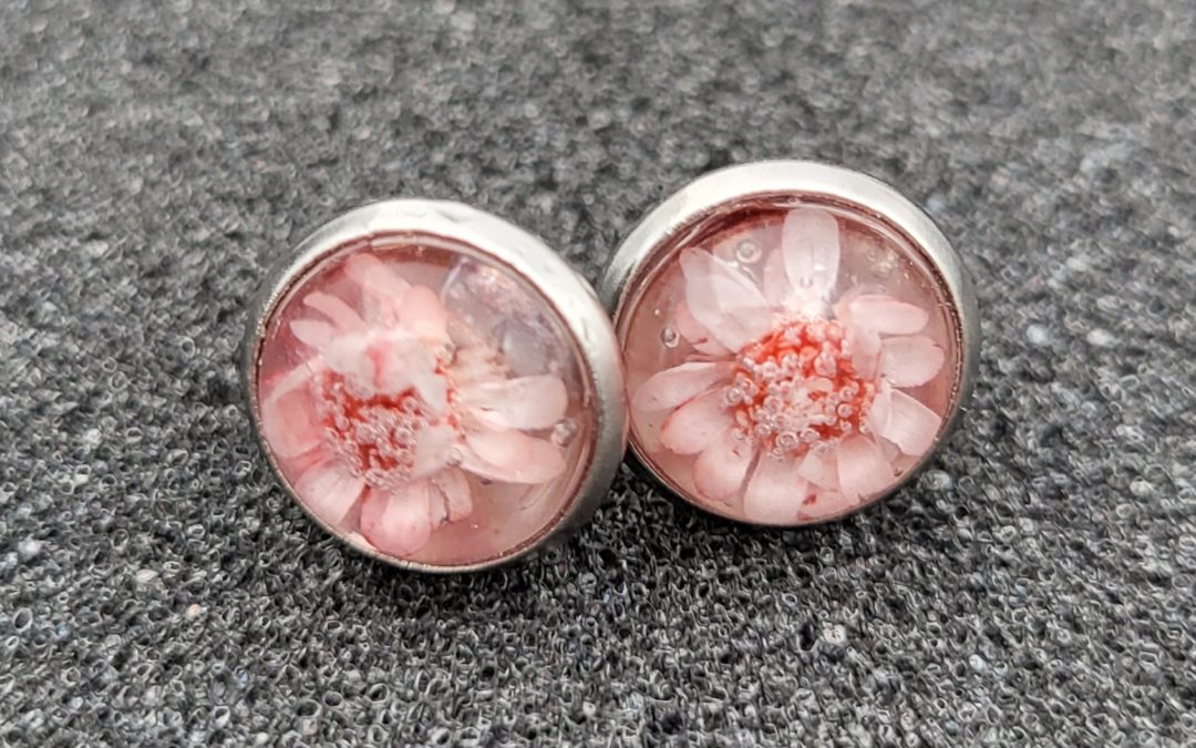 Ohrringe, zarte rosa Blüte